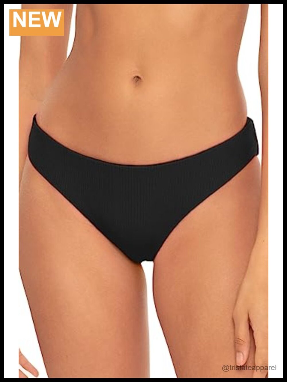 Fine Line Hipster Bikini Bottom Cheeky Coverage Rib Texture Swim